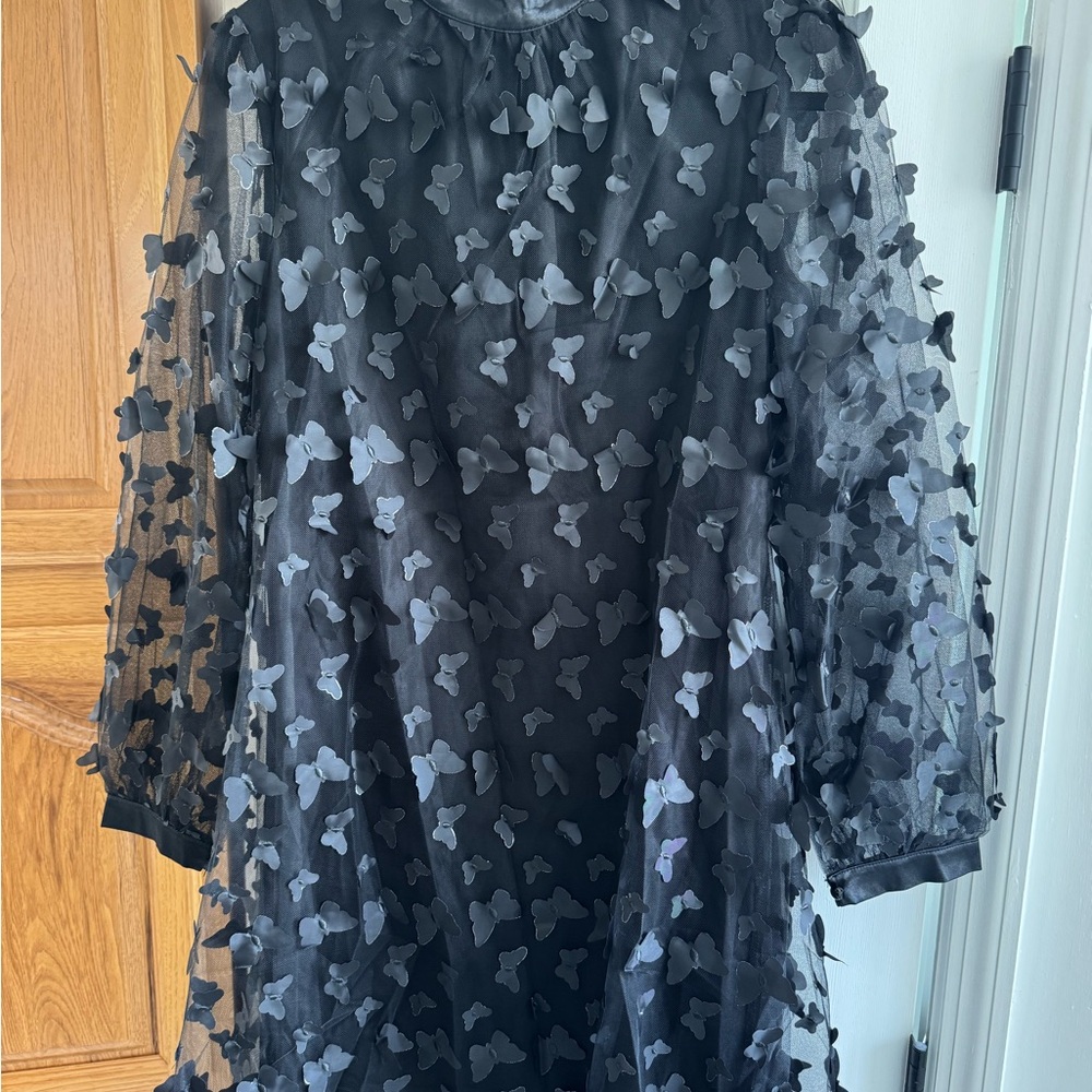 Black Sheer Butterfly Dress